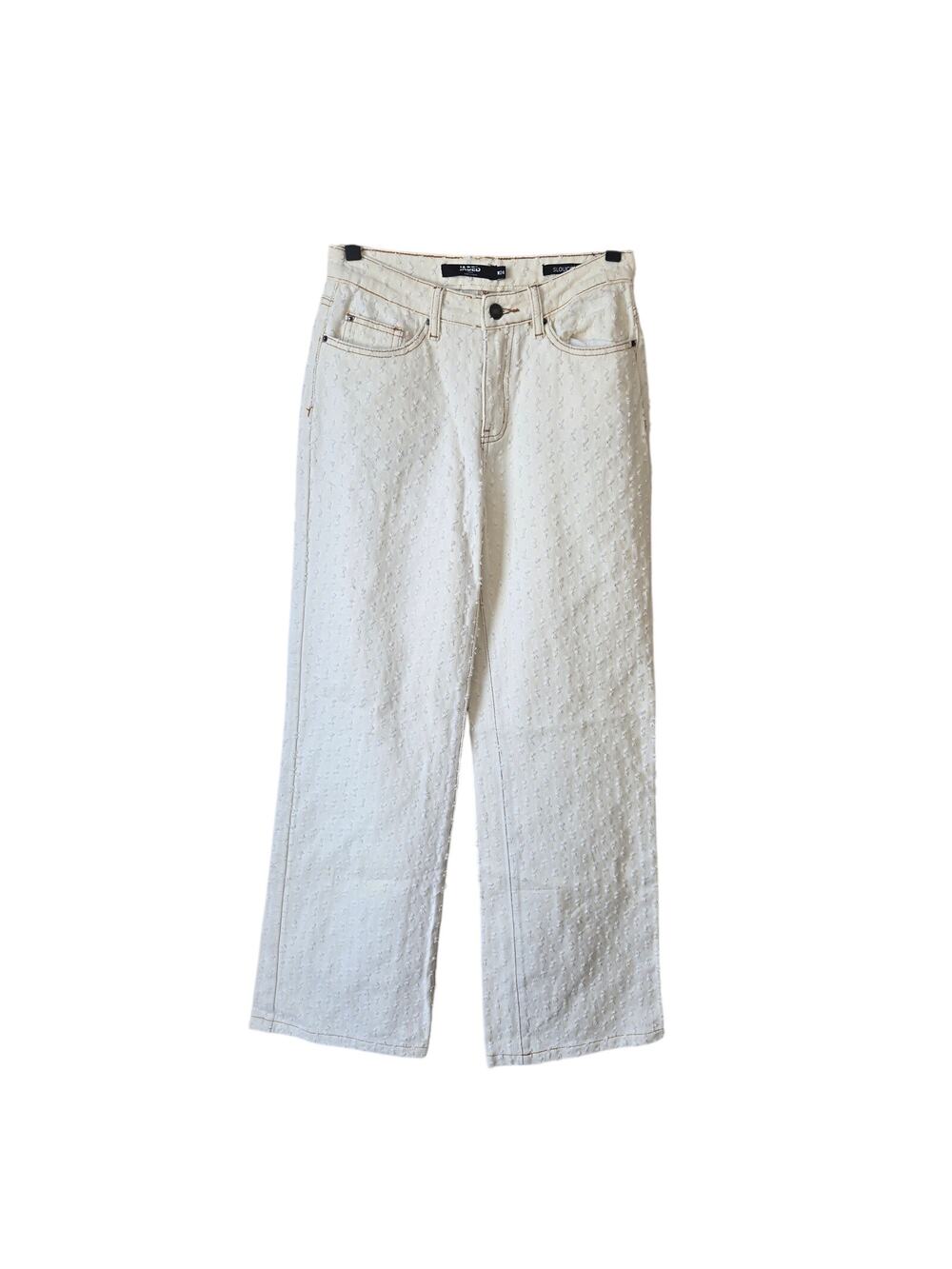 Jaded London white slouchy fit jeans with a tufted dot pattern Size 24